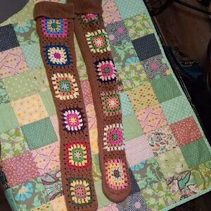 Colorful Crochet Patterned Women's Socks